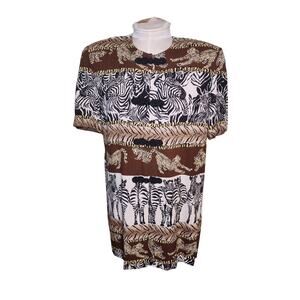 R&M Richards Women’s African‎ Safari Top Size 12 Zebra Lion